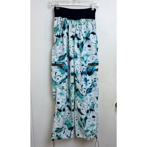 Zumba Pants Womens Blue White Cargo Dance Fitness Activewear Nylon Exercise Med